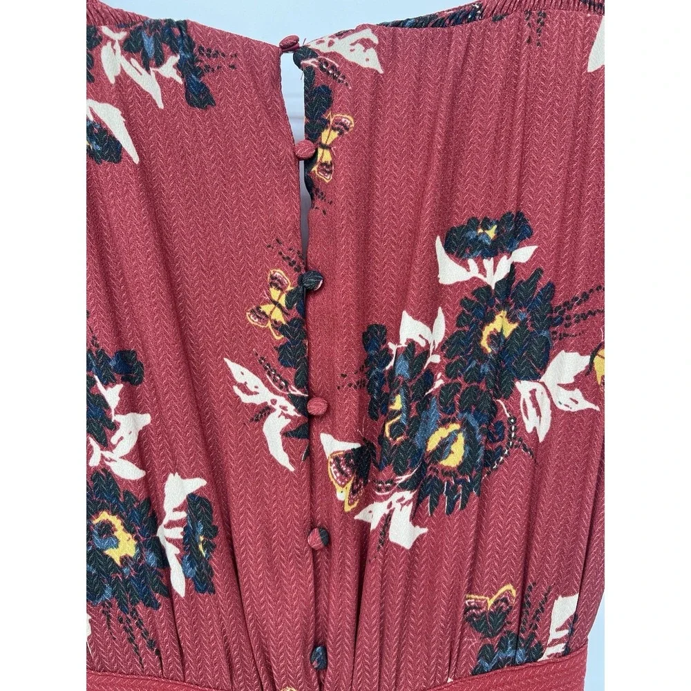 Free People Maxi Dress Women All I‎ Got Tiered Floral Boho Rusted Red Size 6